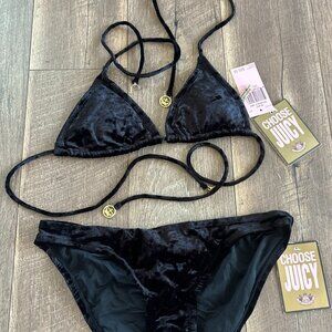 NWT Juicy Couture Swim Bathing Suit Bikini Velvet Black Medium M